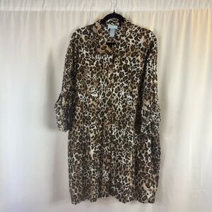 Liz & Me Leopard Print Long Sleeve top Tunic Size:3X Cotton